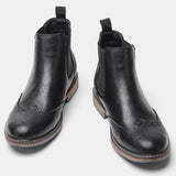 Xajzpa Brogue Men Chelsea Boots 2025 American style Comfortable Fashion Leather ankle Boots
