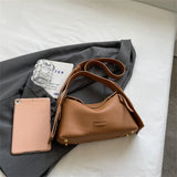 Xajzpa - Fashion Designer High Quality PU Leather Shoulder Crossbody Bags for Women Soild Color Brand Hobos 2023 Trend Female Handbag New