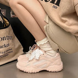 Xajzpa 2025 Summer New Color Breathable Soft Sole Comfortable Women Shoes Crescent Insole Height Lace Pearl Casual Sneakers