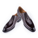 Xajzpa Men's Dress Shoes Luxury Printing Business Classic Handmade Oxfords Top Layer Cowhide Leather Black Brown Formal Shoes New Style