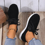 Xajzpa Women's Faux Suede Platform Sneakers Autumn Non-Slip Lace Up Loafers Woman Thick Sole Casual Sneakers Zapatillas De Mujer