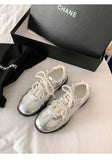 Xajzpa 2025 Summer New Color Breathable Soft Sole Comfortable Women Shoes Crescent Insole Height Lace Pearl Casual Sneakers