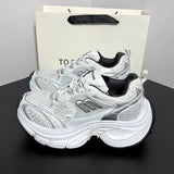 Xajzpa 2025 Summer New Women's Distressed Platform Sneakers Block Versatile Height Couple Shoes Casual Sports Shoes Running Shoes