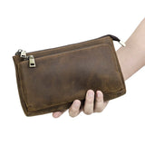 Xajzpa Genuine Leather Men Clutch Bag Design Handbag Long Wallet Male Purse Travel Charge Storage Bag Cable Organizer