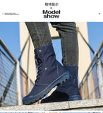 Xajzpa Men's Fashion Canvas Shoes Spring and Autumn Outdoor Shoes Thick-soled High-top Shoes Cuff Shoes Fashion Sports Shoes