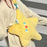 Xajzpa - Kawaii Soft Plush Shoulder Bag Yellow Star Shape Cute Handbag New High Quality Casual Fashion Harajuku Style Crossbody Bag