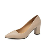 Xajzpa New High Heel Shoes Pointed Shallow Patent Leather High Heels Fashion Elegant Shoes Women Thin Heel Platform Work Shoes Pumps