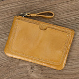 Xajzpa   Men's Genuine Leather Zipper Coin Wallet Wowen natural Leather Mini Short Purse Card Holder Change Purse For Man Clutch Wallets