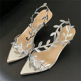 xajzpa Street Style Fashion PVC Transparent Pointed Toe Women Sandals Street Prom Thin Heels Shoes Summer Zapatos De Mujer