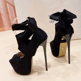Xajzpa Black High Heels For Women Fashion Ankle Cross Strap Platform Pumps Sexy Peep Toe Party Dress Shoes Stiletto Sandals