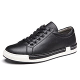 Xajzpa Men's Casual Leather Shoes for Men Fashion Four Seasons Breathable Lace-up Athletic Shoes Shallow Skate Shoes Large Sizes 38-48