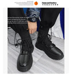 Xajzpa Autumn Winter Socks Boots New Men Ankle Boots Platform Black Shoes for Men Fur Chunky Punk Motorcycle Booties Gothic Shoes