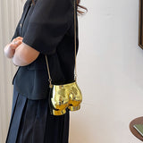 Xajzpa - Niche Design Silver Lipstick Pouch Women Luxury evening Bag Headphone Bag Butt Shape Acrylic Chain Shoulder Purses Crossbody Bag