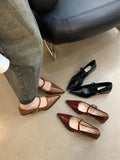 Xajzpa Retro Style Thick Heel Spring and Autumn Women Mary Jane Shoes Fashion Shallow Pointed Toe Ladies Comfort Office Pumps Footwear