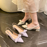 Xajzpa New Women's High Heels Sandals Butterfly-knot Design Footwear Chic Pointed Patent Leather Beige Elegant Female Wedding Shoes