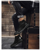 Xajzpa Men's Chelsea Cotton Boots Winter Men's Genuine Leather Shoes High Top Men Plush Sapato Social Masculino Zapatos Para Hombres