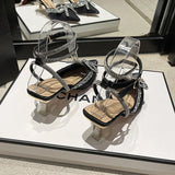 Xajzpa New Women's Crystal Sandals Classic Fairy Bow High Heels Summer New Water Diamond Fine Heel Bridesmaid Wedding Shoes