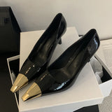 Xajzpa Spring Designer Splicing Pumps Women Sexy Pointed Toe Thin Low Heels Elegant Banquet Mule Shoes Zapatos Mujer