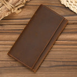 Xajzpa Vintage Genuine Leather Long Wallet Men Women Credit Card Holder Clutch Purse Coin Zipper Business Moible Phone Wallet