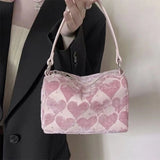 Xajzpa - Pink Women Handbag Heart Casual Sweet Cute Shoulder Bag Autumn Winter New Korean Style Luxury Designers Square Bag