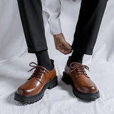 Xajzpa Fashion brand men's genuine leather British style thick soled work shoes for men's comfortable large toe leather shoes