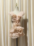 Xajzpa Fashion Women Dress Slash Neck Lotus Leaf Edge Design Lace-up Solid Color Female Party Dresses Summer New Tide