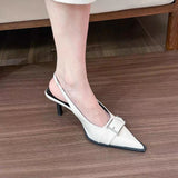 Xajzpa New Women's Shoes Pumps Sandals Spring Fashion Pointed Toe Slingbacks Female Footwear Summer Ladies Shallow Shoes High Heels