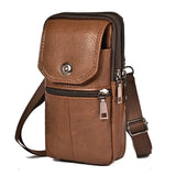 Xajzpa Men Messenger Crossbody Bag Cowhide Leather Mobile Phone Pouch Pocket Wallet Male Travel Waist Multi-Pockets Chest Pack Purse