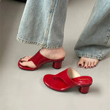 Xajzpa Summer New Women Slipper Fashion Square Toe Slip On Flip Flop Shoes High Heel Outdoor Dress Sandal Slides