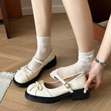 Xajzpa Shoes Woman Soft Clogs Platform Bow-Knot Oxfords New Summer Creepers Butterfly Leather Mary Janes Butterfly-knot Spring