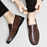 Xajzpa Men's comfortable walking shoes made of genuine leather, one foot loafers, new trendy designer, Mo hot selling driving shoes