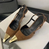 Xajzpa Street Style Pointed Toe Women Pumps Fashion Slingbacks Thin High Heels Elegant Stripper Prom Ladies Sandals Shoes