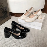 Xajzpa Shoes Sandals Ladies Beige High Heels Mary Jane Brief Pumps Shallow Mouth African Retro Spring Latest 12cm Lolita Sweet