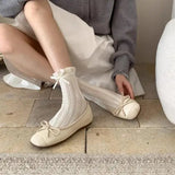 Xajzpa Soft Bow-Knot Women Shoes Autumn Ballet Flats Increas Height Clogs Platform Modis Low Heels Shallow Mouth Female Footwear Butter