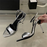 xajzpa Summer Fashion Narrow Band Open Toe Anke Buckle Strap Sandals Thin Heel Women Party Shoes Zapatos De Mujer