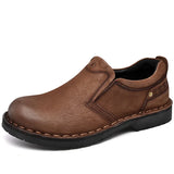 Xajzpa Men Genuine Leather Vintage Loafers Casual Shoes Mens Breathable Driving Flats Fashion Sewing Men Leisure Shoes Sneakers