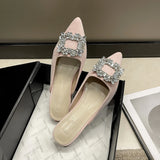Xajzpa New Women's Shoes New Mules Women's High Heels Fashion Wedding Pump Women Rhinestone Pointed Toe Sandals Ladies Zapatos Mujer
