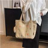 Student Class Commuting Shoulder Bag Women's Canvas Large Capacity Tote Bag Versatile Simple Shoulder Handbag