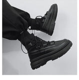 Xajzpa Autumn Winter Socks Boots New Men Ankle Boots Platform Black Shoes for Men Fur Chunky Punk Motorcycle Booties Gothic Shoes
