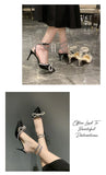 Xajzpa Banquet Dress White High Heels Elegant Temperament Dress Wedding Shoes Rhinestone Pointed Hollow Toe Sexy Sandals for Women