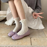 Xajzpa Soft Bow-Knot Women Shoes Autumn Ballet Flats Increas Height Clogs Platform Modis Low Heels Shallow Mouth Female Footwear Butter