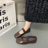 Xajzpa Square Toe Women Flats Shoes Mary Jane Shoes Fashion Shallow Elastic Band Spring Autumn Ladies Comfort Soft Sole Shoes