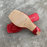 Xajzpa New Women Shoes European and American Fashion Square Head Thin High Heel Sexy Slippers Women Zapatos De Mujer