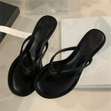 xajzpa Summer Fashion Thin Low Heels Slippers Women Round Clip Toe Beach Casual Sandals Flip Flops Shoes Zapatos De Mujer