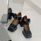 Xajzpa New Retro Mary Jane High Heels Women Shoes Fashion Chunky Heel Pumps Platform Ankle Buckle Japanese Uniform Ladies Shoes