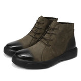 Xajzpa Men's Chelsea Cotton Boots Winter Men's Genuine Leather Shoes High Top Men Plush Sapato Social Masculino Zapatos Para Hombres