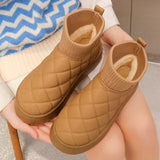 Winter Women's Velvet Thickening New Winter Fashion Short-tube Slip-on Warm Bread Cotton Shoes  Boots