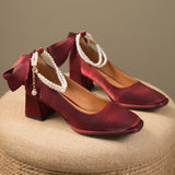 Xajzpa Mary Jane High Heel Sandal for Women Buckle Strap Female Shoe Espadrilles Platform High-heeled Block Girls Clogs Lacquered