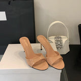 Xajzpa Brand Women Slippers High Heels Sandals Sexy Pointed Open Toe Party Wedding Summer Shoes Woman Soft Outdoor Slides