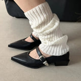 Xajzpa New Mary Jane Shoes Spring Autumn Pointed Toe Low Heel Women Shallow Single Pumps Women Fashion Buckle Shoes